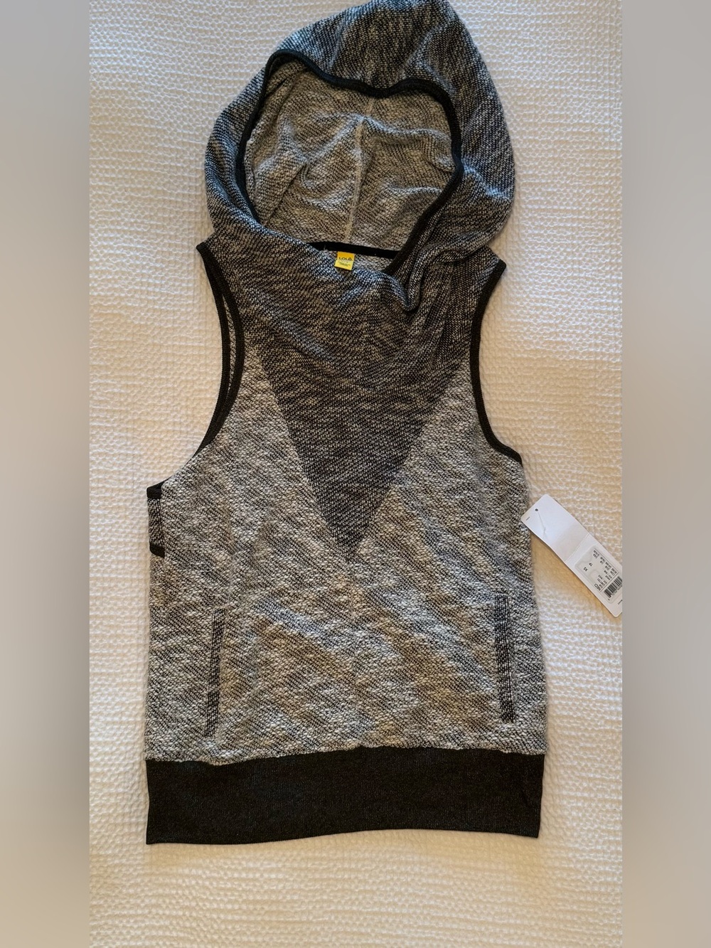 NWT Lolë | Hooded Tank Top | Gray Black Trim | Sleeveless | XS